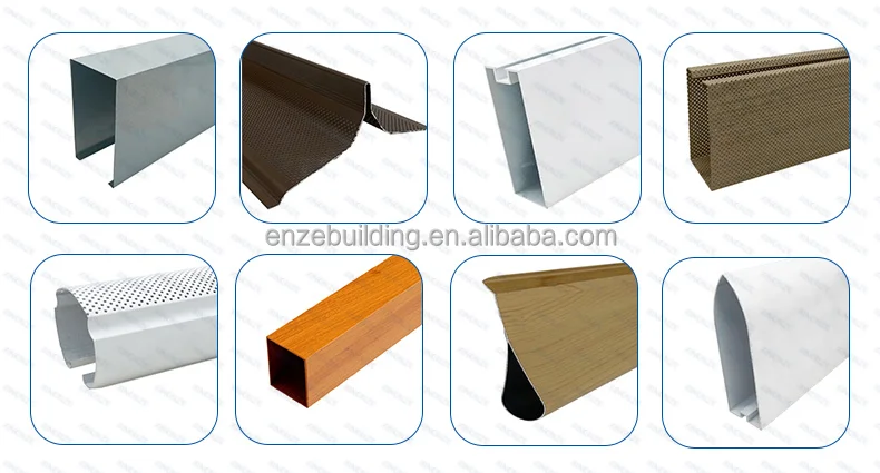 Customized U-Baffle Ceiling System Metal Square Tube Aluminum Ceiling