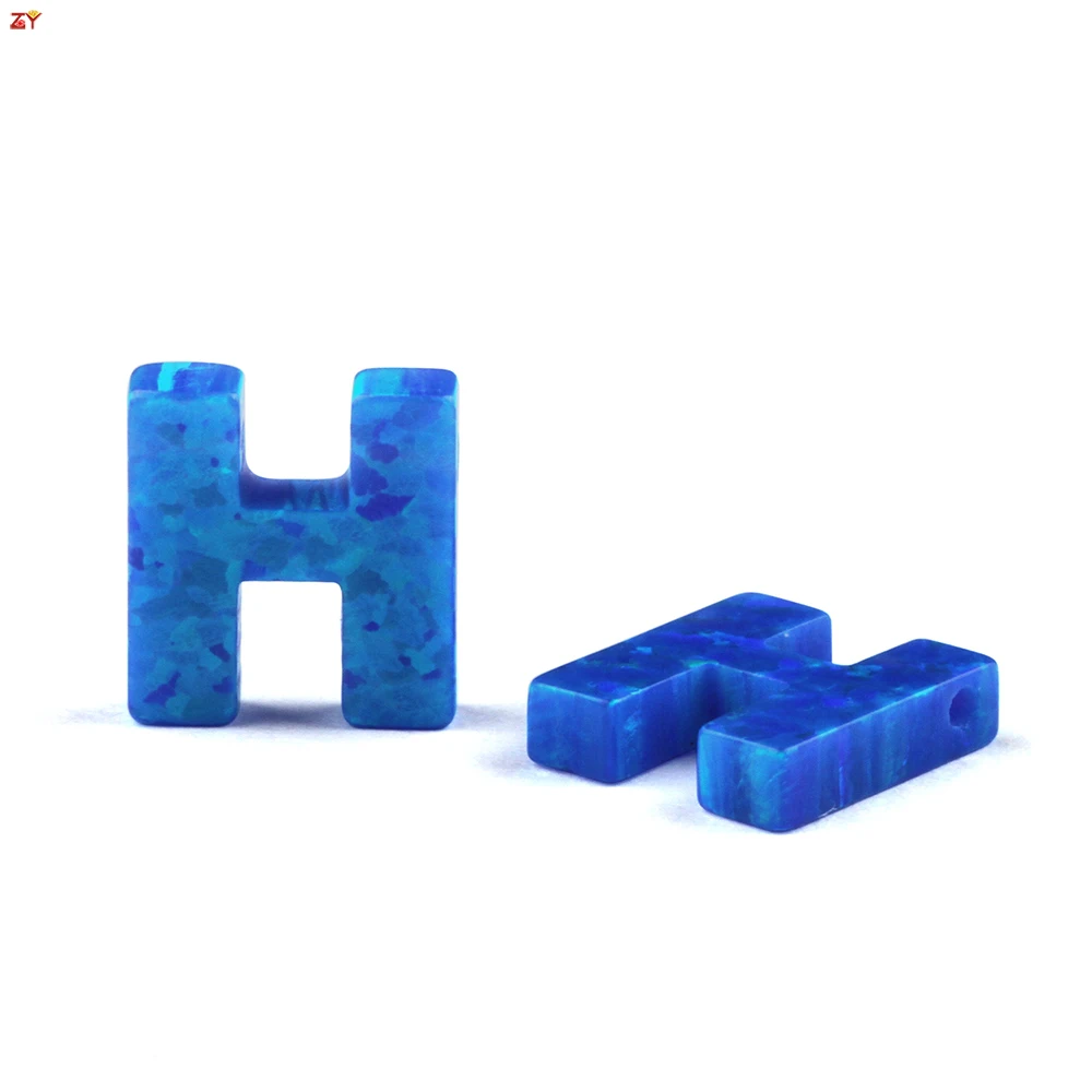 Буква от A до Z шармы H-образная синтетическая лаборатория созданный Синий огненный опал подвеска с 26 заглавными буквами для ювелирных изделий именем «diy»