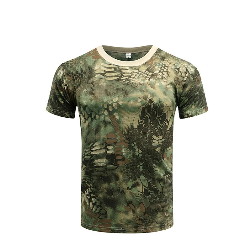 Wholesale Camouflage T Shirt Men Outdoor Short Sleeve Quick Drying Mesh T Shirt