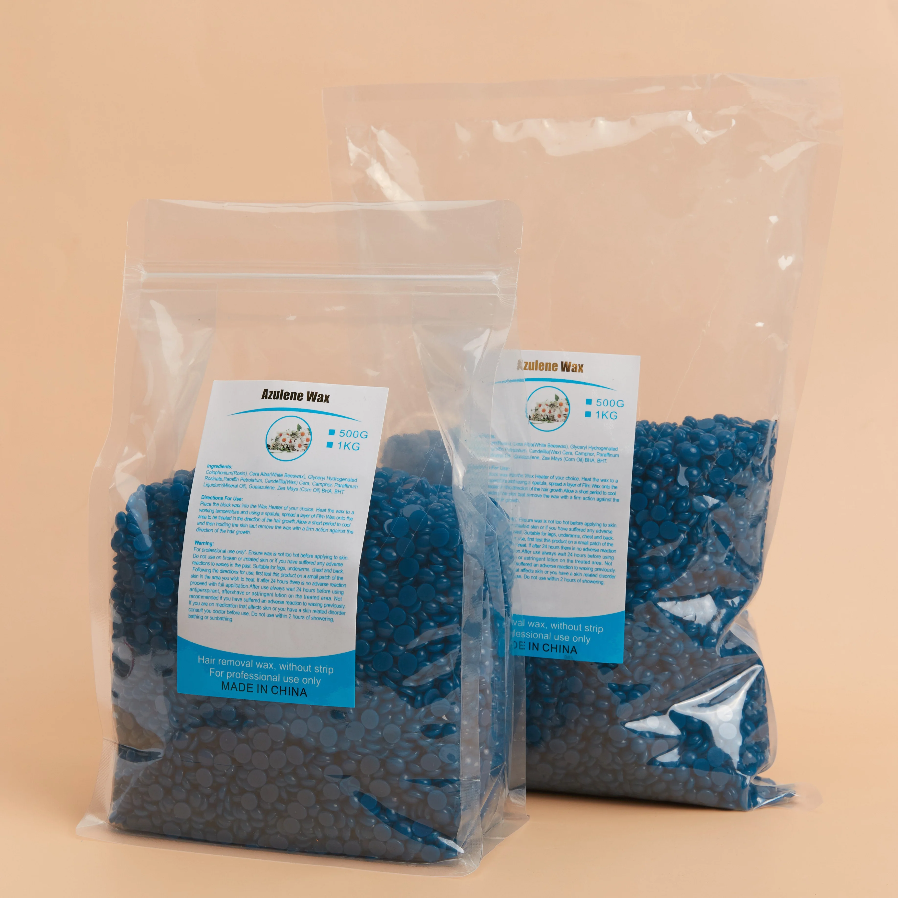1kg 2.2 Lb 2.2 pound hypoallergenic home waxing rosin hard wax beans azulene blue chamomile painless body face hair removal