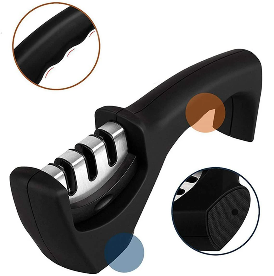 Kitchen Tools Diamond Manual Household Sharpening Stone  Grindstone 3 Stage Stainless Steel  Knife sharpener