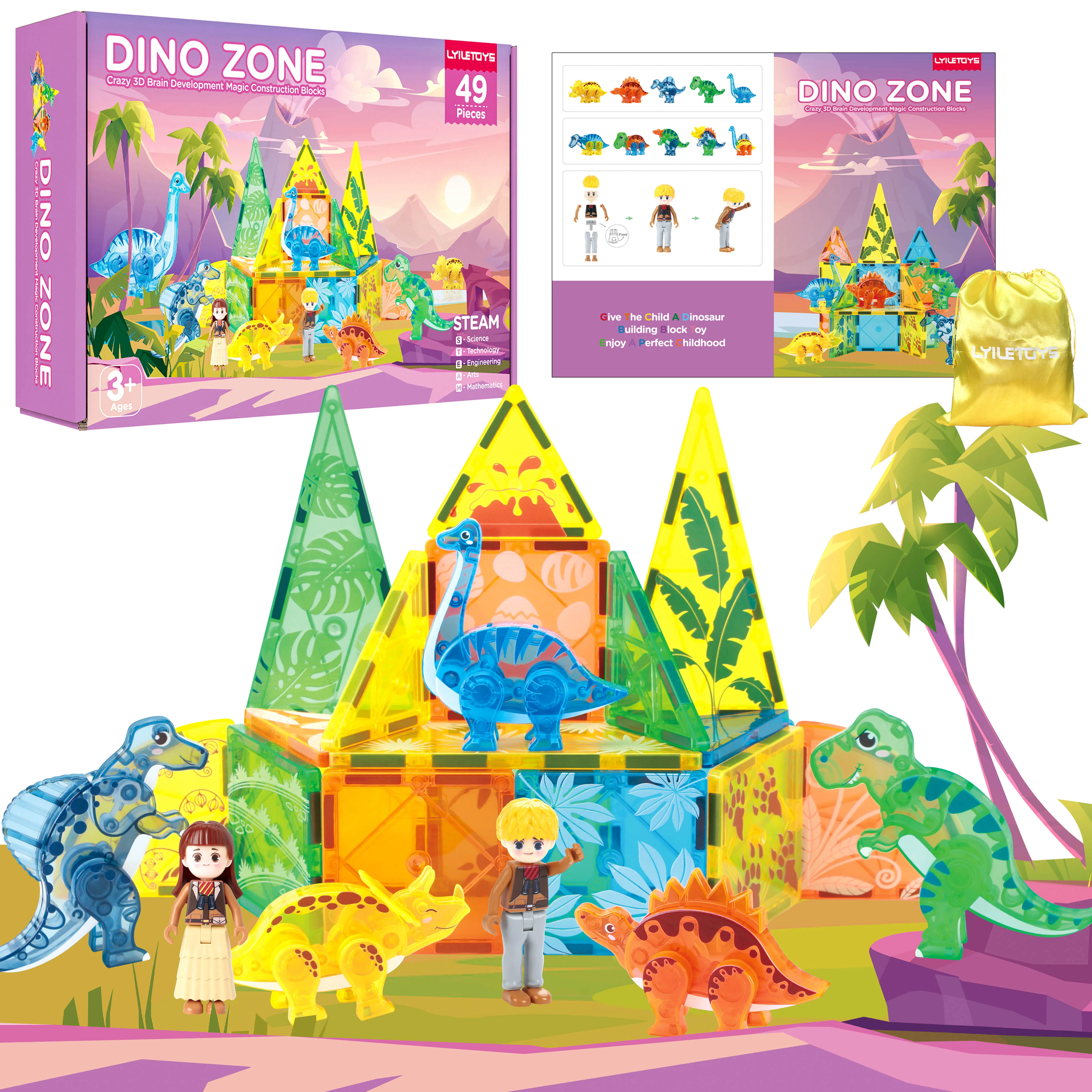 Animal Dinosaur Magnetic Blocks Toy 3D Toy Magnetic Tiles Building Set Educational Toys For Children