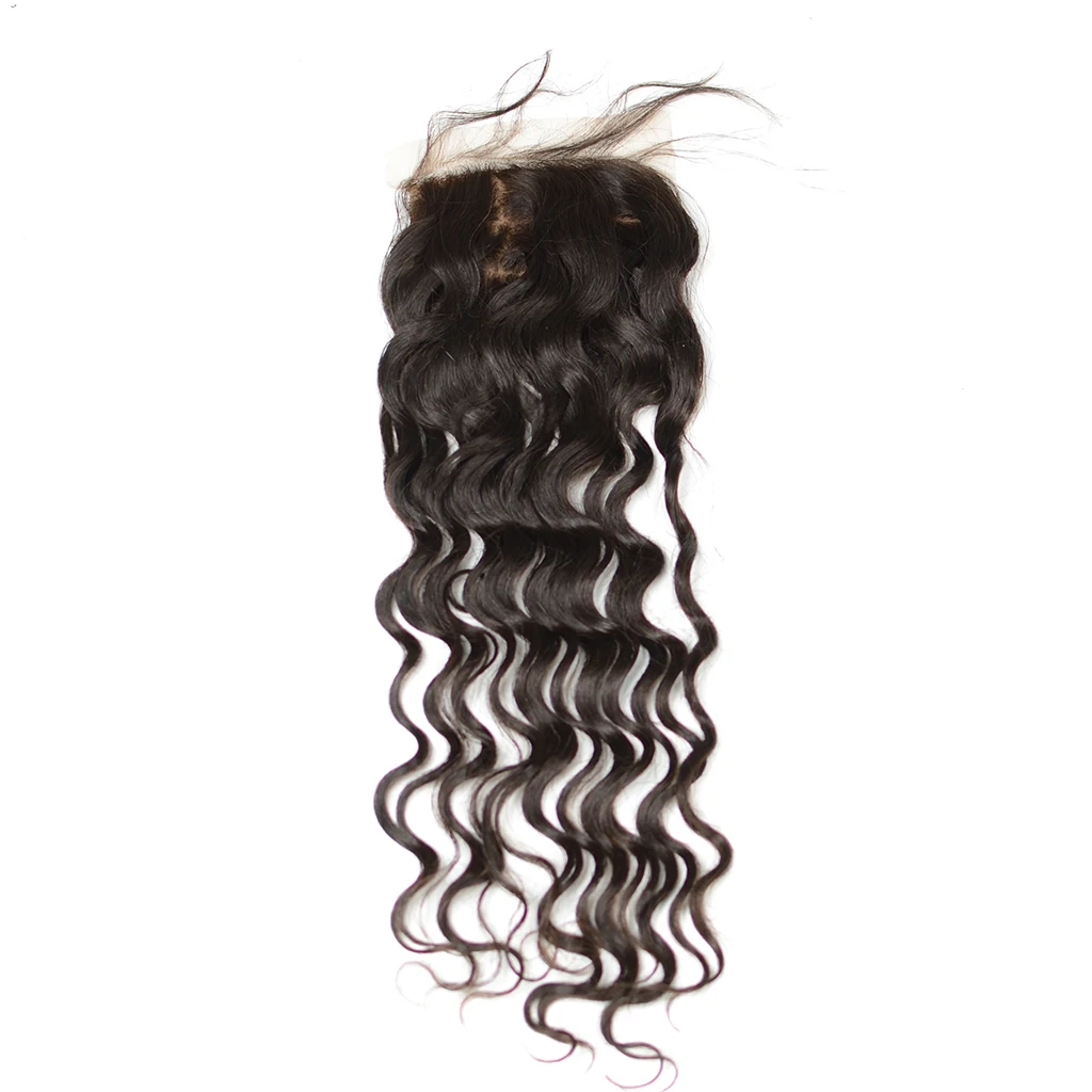 Fast shipping deep wave lace closure 4x4 top silk base closure