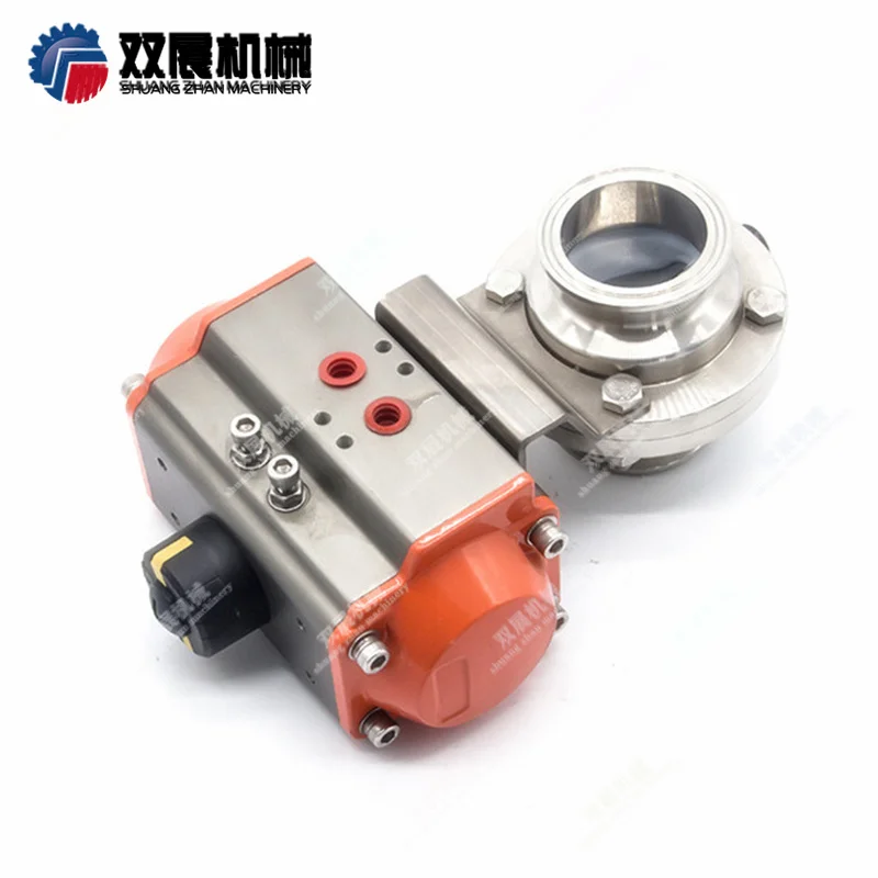 sanitary flow control valve Stainless Steel 304/316L Double Acting Pneumatic Actuator Butterfly Valve