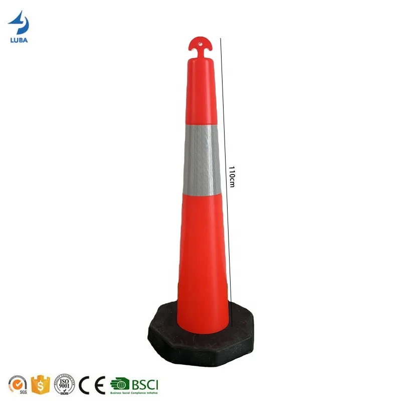 China Factory Traffic Highly Road Cone Visible PE Warning Delineator Red Post With Plastic Base