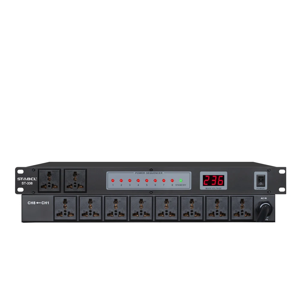 STABCL ST-338 Professional Power Sequencer 8-Way Intelligent Power Supply with Voltage Display