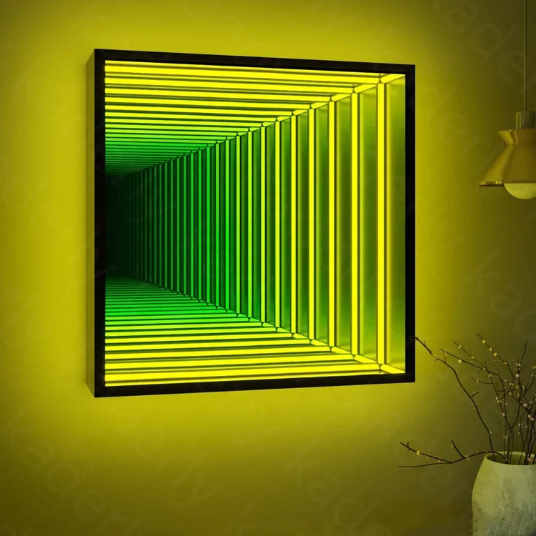 customization Geometric design home decoration RGB color changing 3D magic mirror Infinite magic mirror LED wall lamp