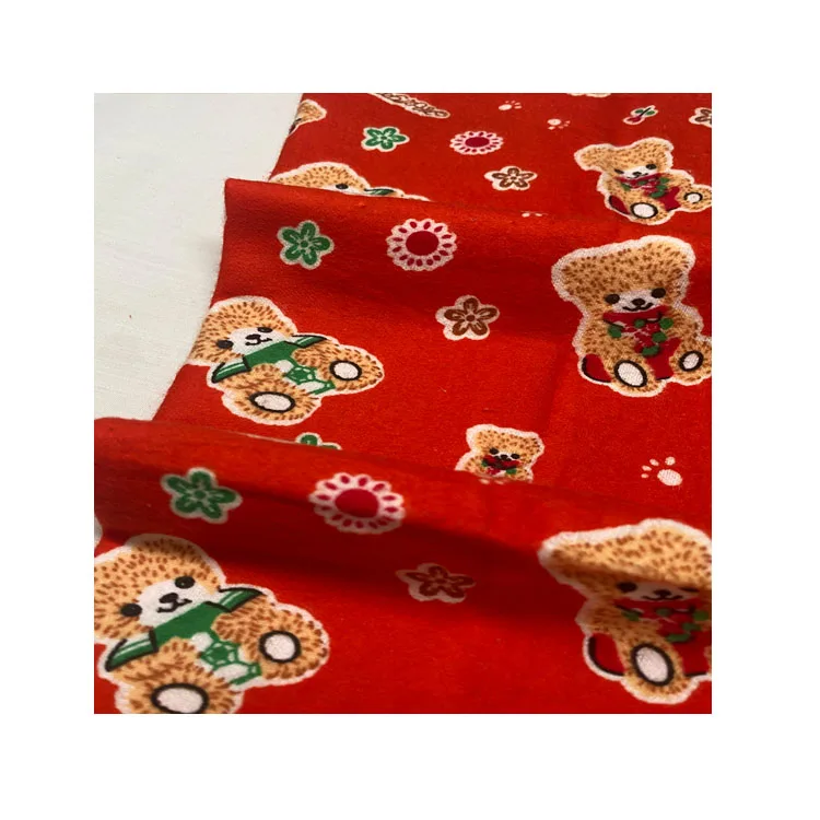 150gsm Pattern customization  bear print flannel fabric 4344