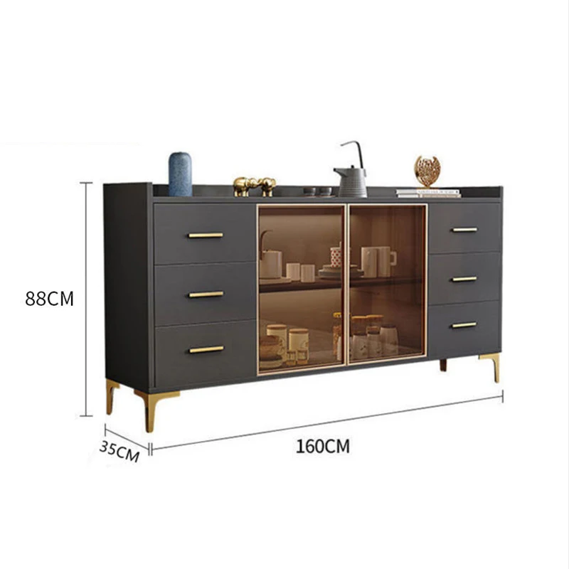 Glass Doors Kitchen Cabinet for Kitchen Sideboard Cabinet with Adjustable Shelves Cabinet with Glass Doors