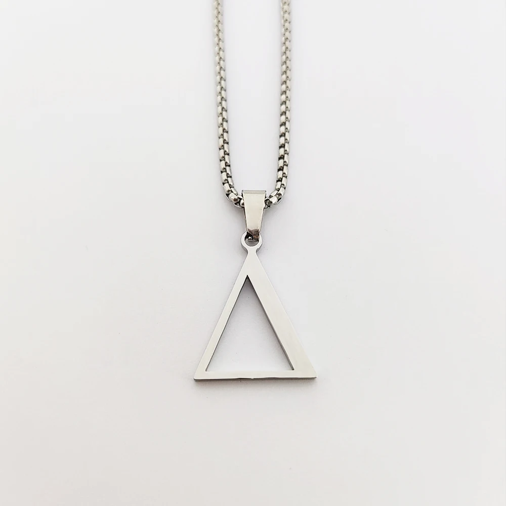 316L Stainless Steel Geometric Triangle Pendant Necklace Fashion Pyramid Delta Greek Letter Charm Necklace Jewelry Vendors