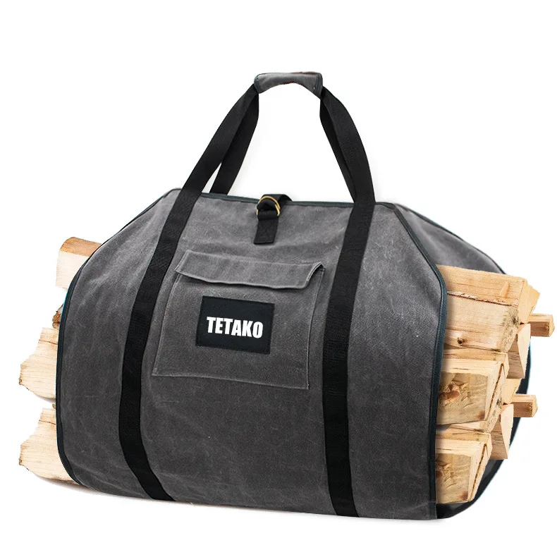 Factory custom size oem Firewood Carrier bag with Handles for Carrying Wood at Home or Camping by Outdoor