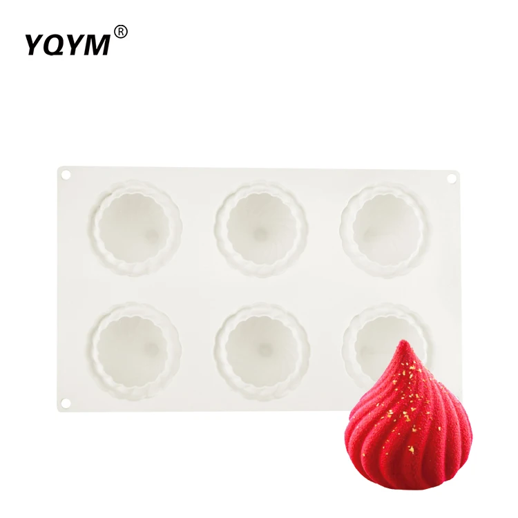 
Food grade 6-chamber cyclone silica gel mold for steamed bun French mousse dessert cake baking mold 