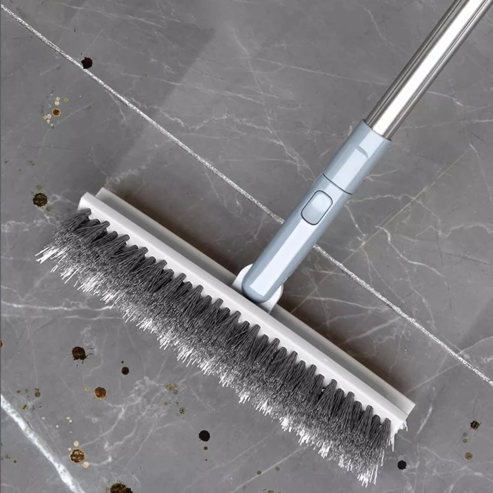 WONDERFUL V-Shaped Deep Corner Crevices Floor Scrub Brush Double Sided Bristle Scraper Brush Long Handle Floor Cleaning Brush