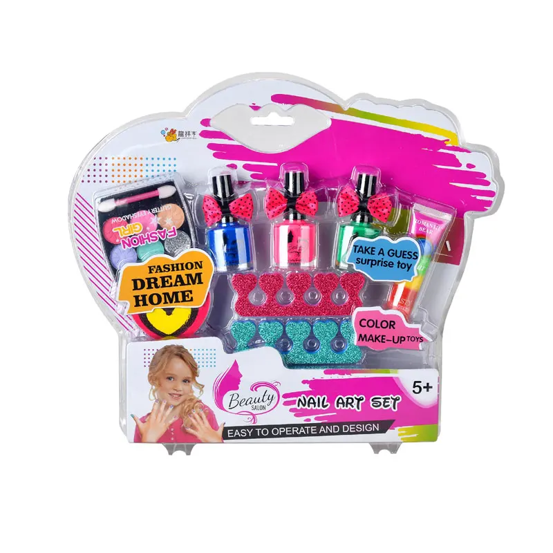 Kid beauty cosmetics toy set princess DIY scented nail lipstick washable make up art set pretend play toys for girls gift