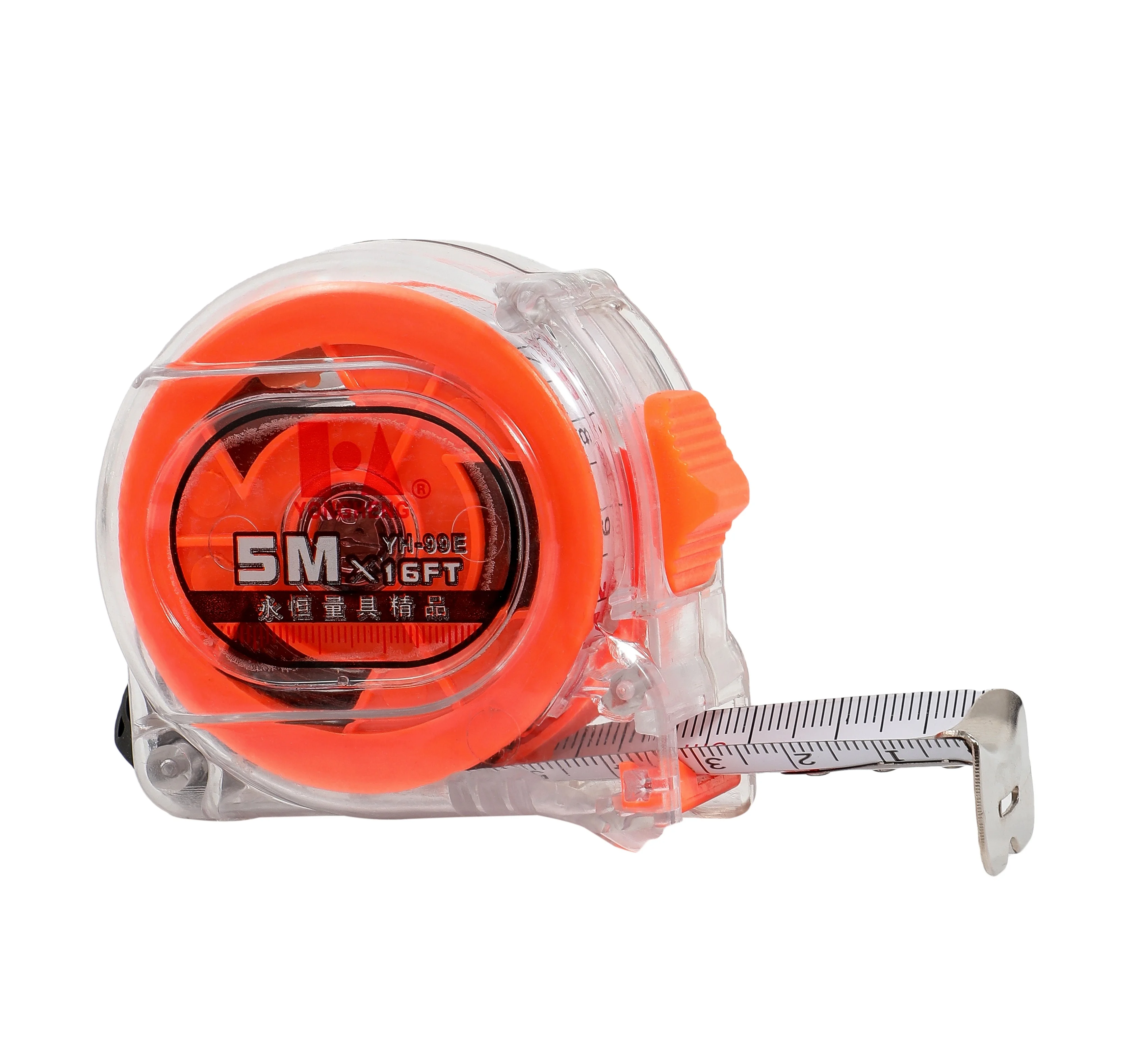 Yongheng orange Transparent Measure Tape 5m 10ft Customized Logo Steel Tape Measure