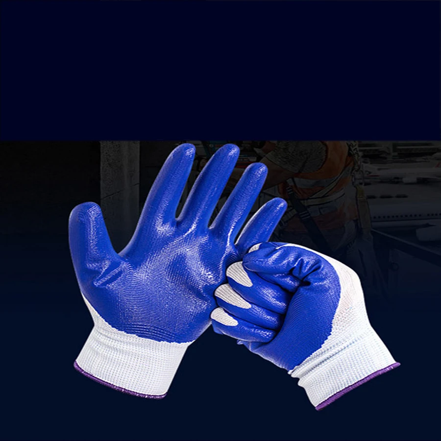 Guangzhou Wholesale Nitrile Labor Insurance Gloves Wear-Resistant Construction Site Work Safety Gloves