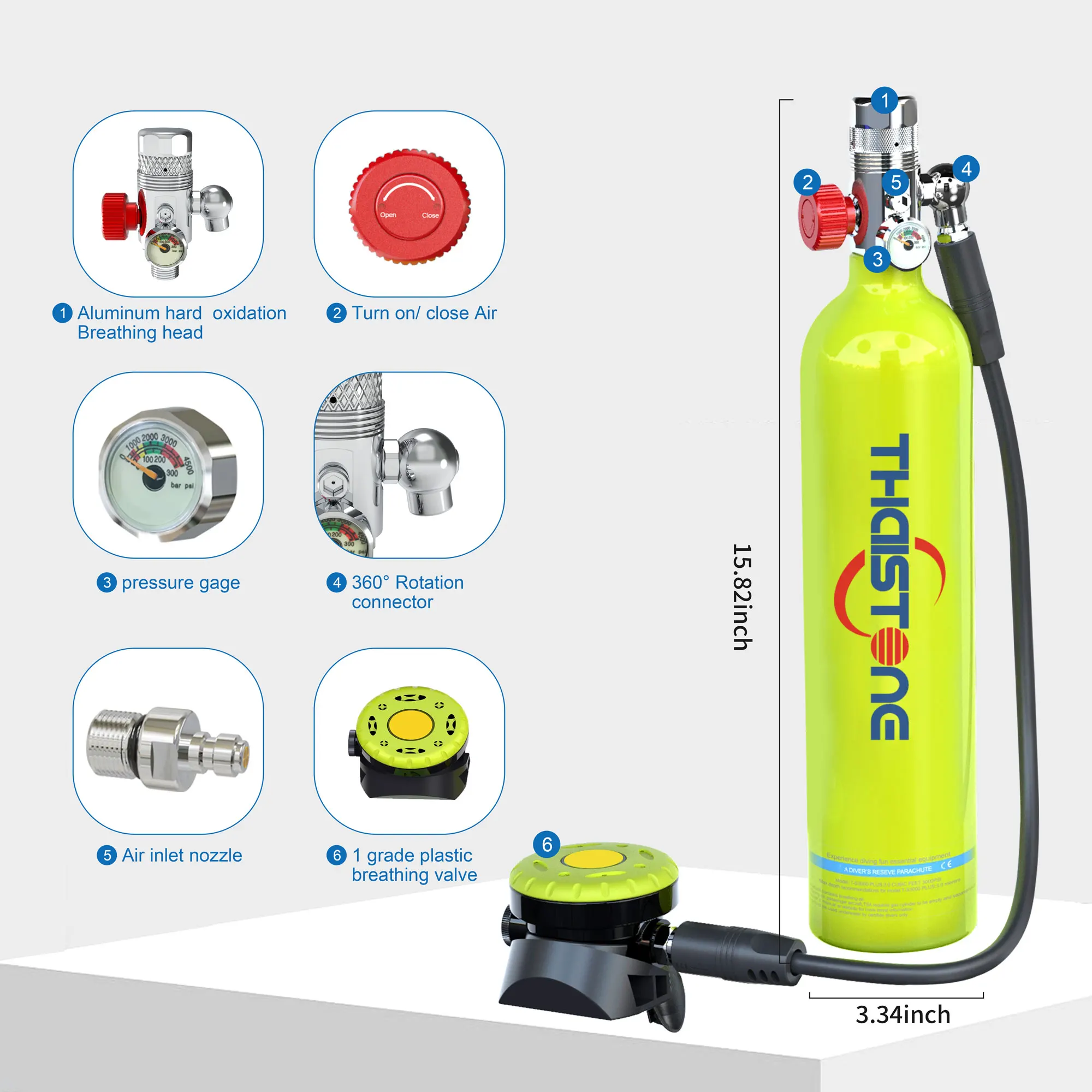 Wholesale Best Seller Full Set Diving Equipment Portable 1 liter Aluminum Scuba Diving Tank