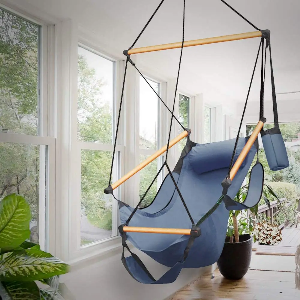 Suspension Hammock Chair Air Luxury Sky Swing Outdoor Seat 250 Lbs Armrest Hanging Chair