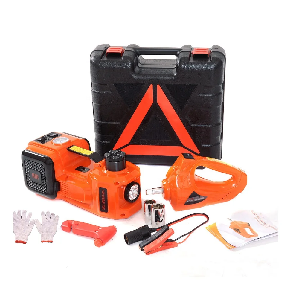 DC 12V 5T Multi-functional hydraulic floor jack with electric impact wrench for car