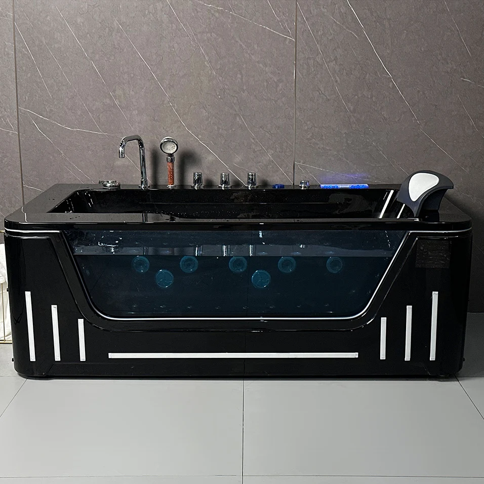 luxury  2-Person  massage water jet  black tub jet whirlpool   teen tub free standing whirlpool tub