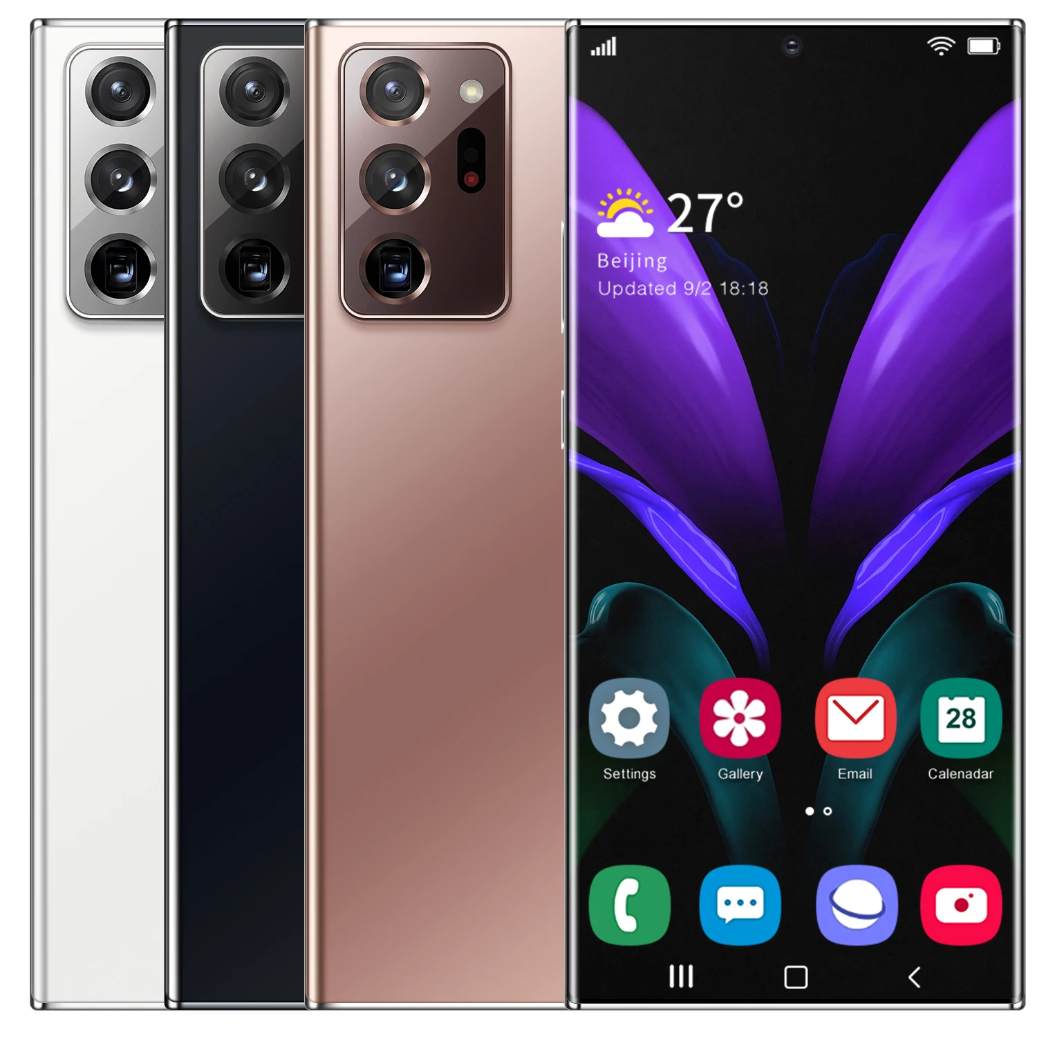 Factory Supply Mobile Phones Note20U 4G 5G Android 12GB + 512GB Face/Fingerprint Unlock Smartphone Gaming Cellphones