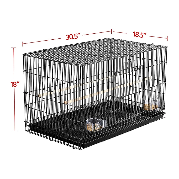 Rolling Stand Wrought Iron Bird Cage For Parrots Conure Lovebird Cockatiel With 4 Caster Wheels
