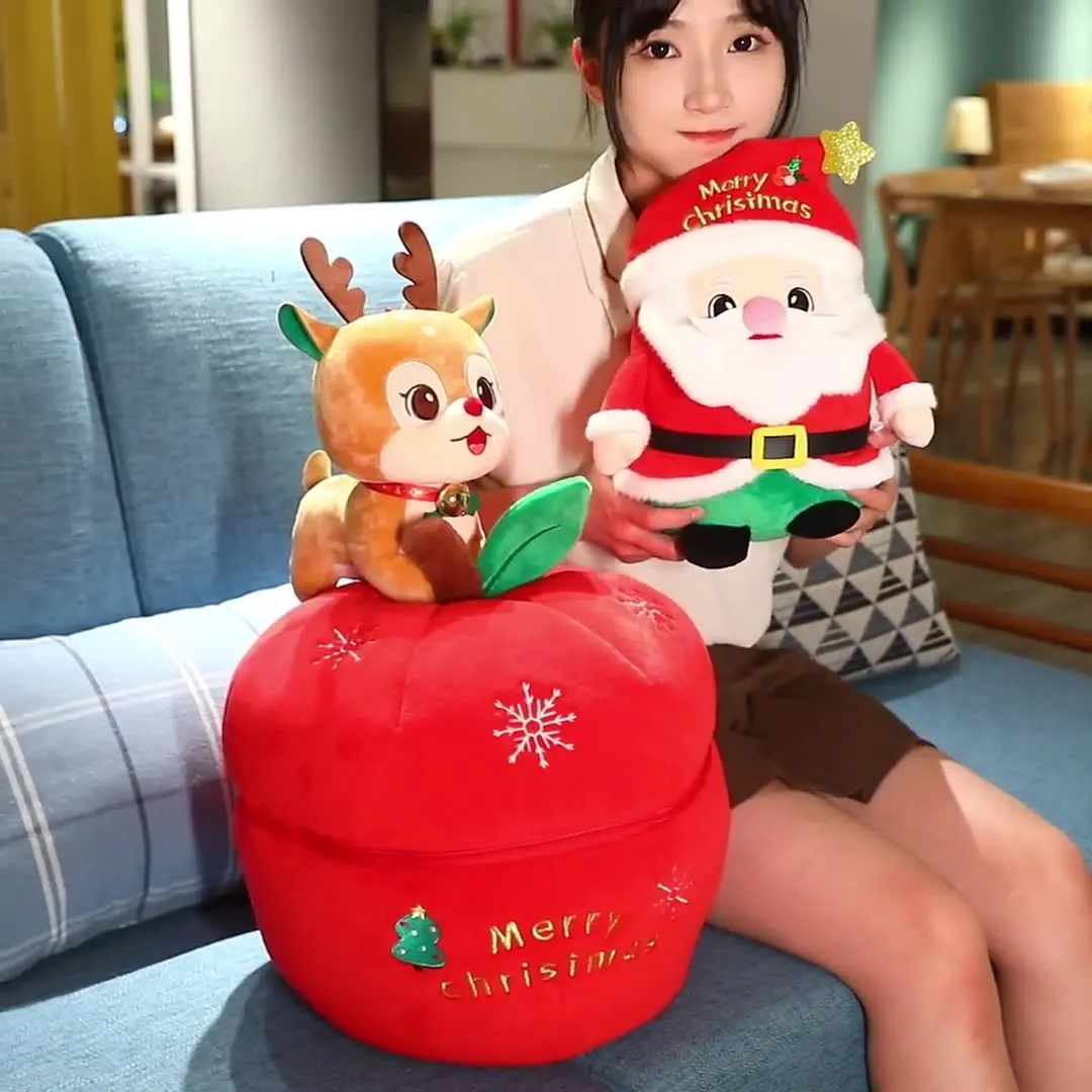 Apple Bag Ornament Elk Christmas Decoration For Kids Santa Claus For Christmas Tree Snowman Deer Soft Stuffed Toy Christmas Gift