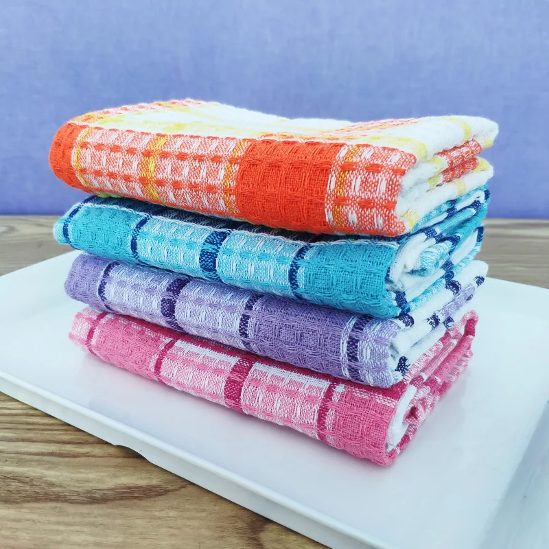 100% Cotton Kitchen Dish Towels Waffle White Customized Technics Logo Fabric Packing Pattern Solid Color Design Feature