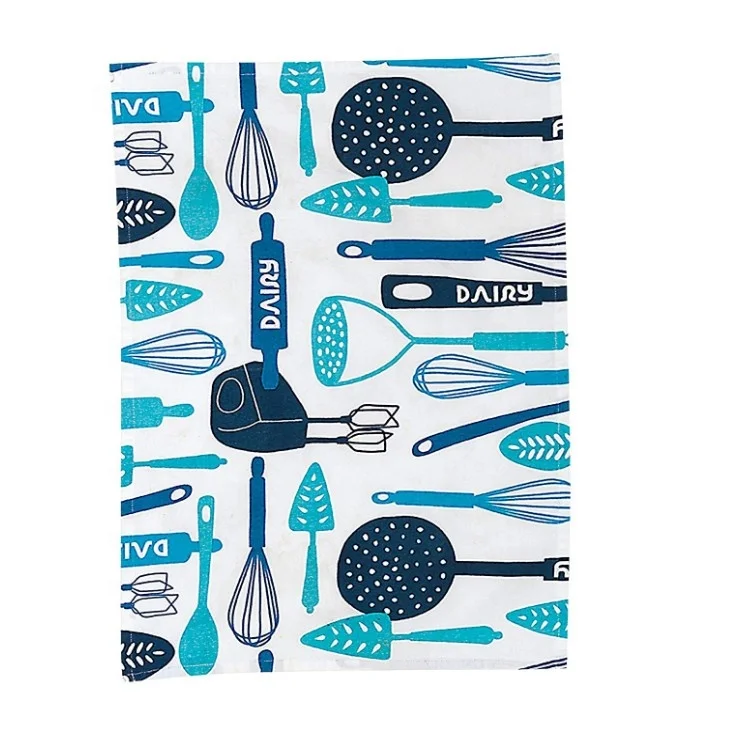 Meita Home Natural cotton standard size sublimation printed wholesale cotton canvas duck fabric set of 3 kitchen tea towels