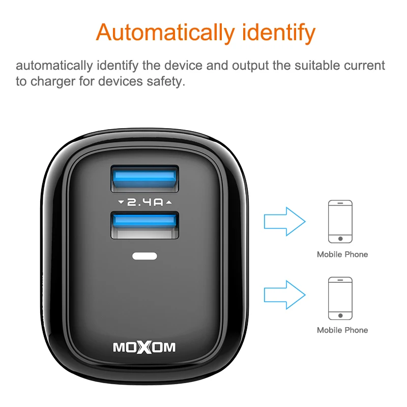 MOXOM 2.4A Home Charger UK Plug 2USB Charger Hot Selling Phone Charger