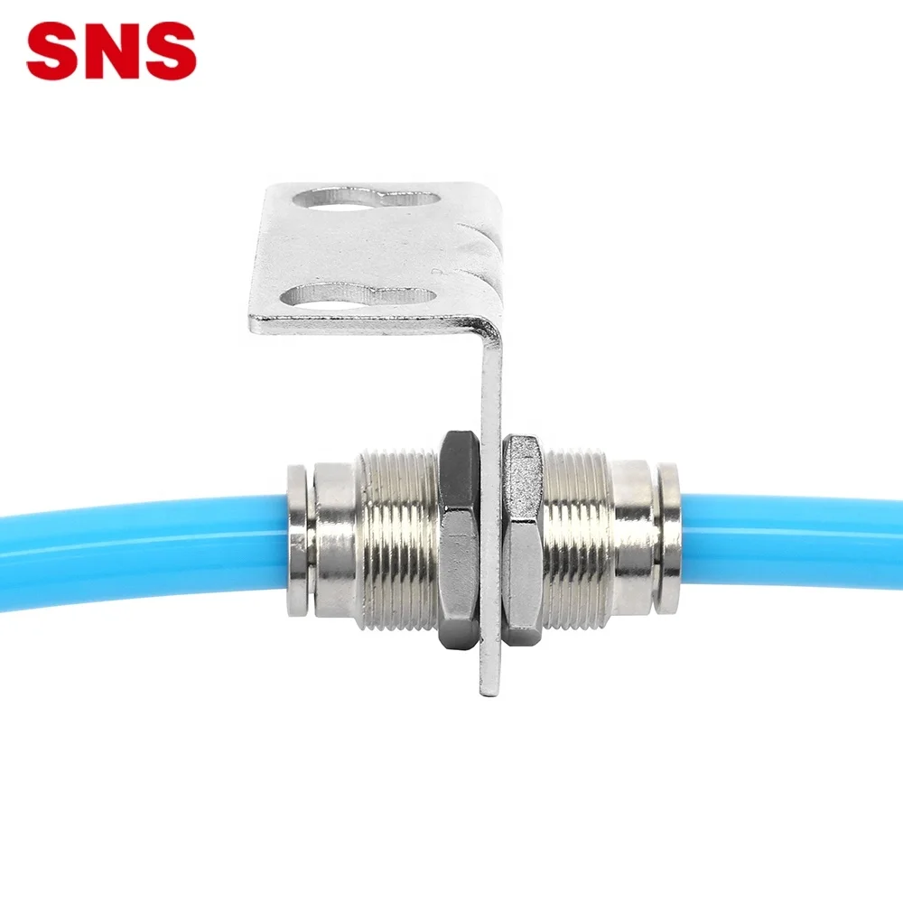 SNS JPM Series push to connect air hose tube quick connector union straight nickel-plated brass pneumatic bulkhead fitting