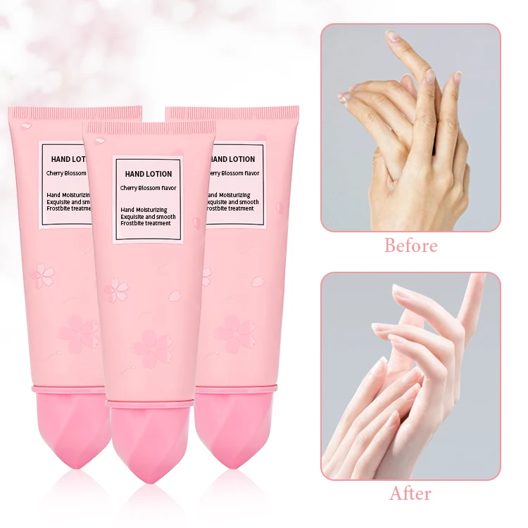 Organic private label anti dryness hand care whitening moisturizing nourishing cherry blossom hand cream lotion
