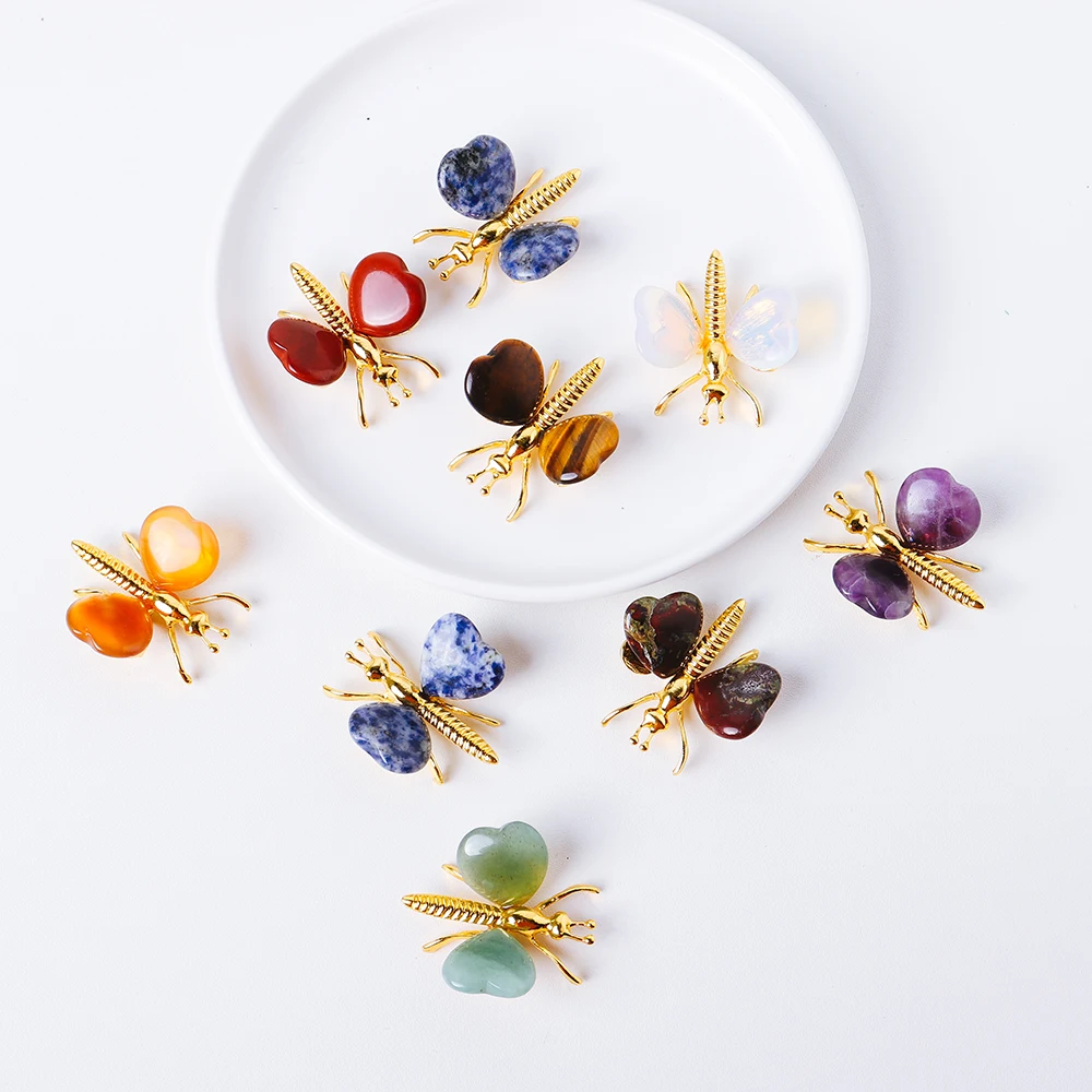 Натуральный кристалл бабочка энергия Аметист Животное украшение розовый кварц орнамент драгоценный камень