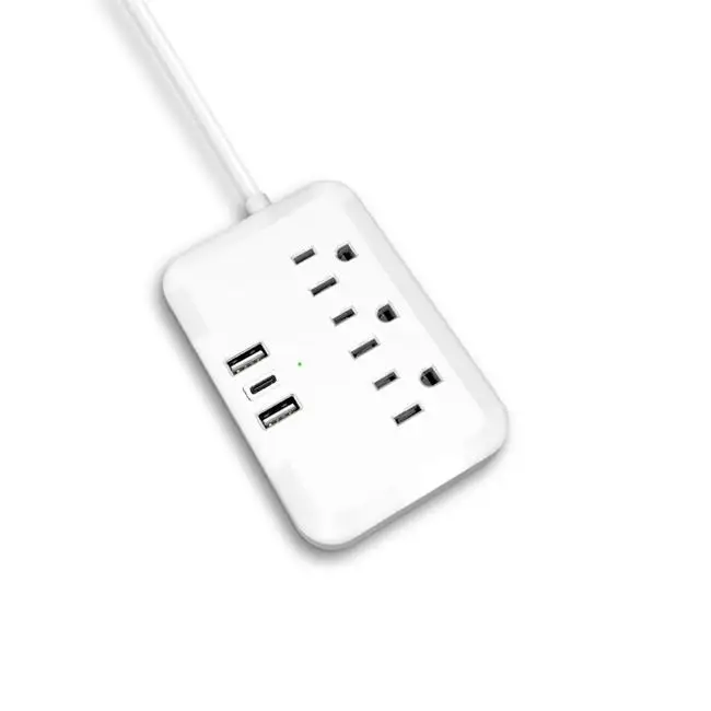 Новый продукт много 3 USB и 3 розетки питания переменного тока с быстрой зарядкой Тип C плоский разъем американский удлинитель