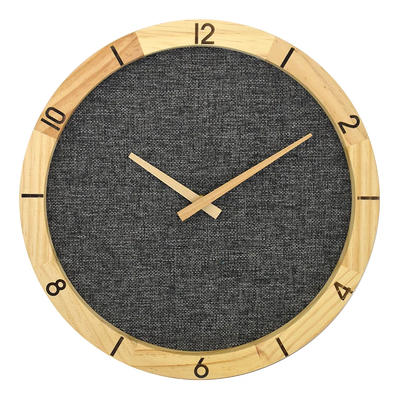 14 inch wall watch creative design burlap wood frame wall clock