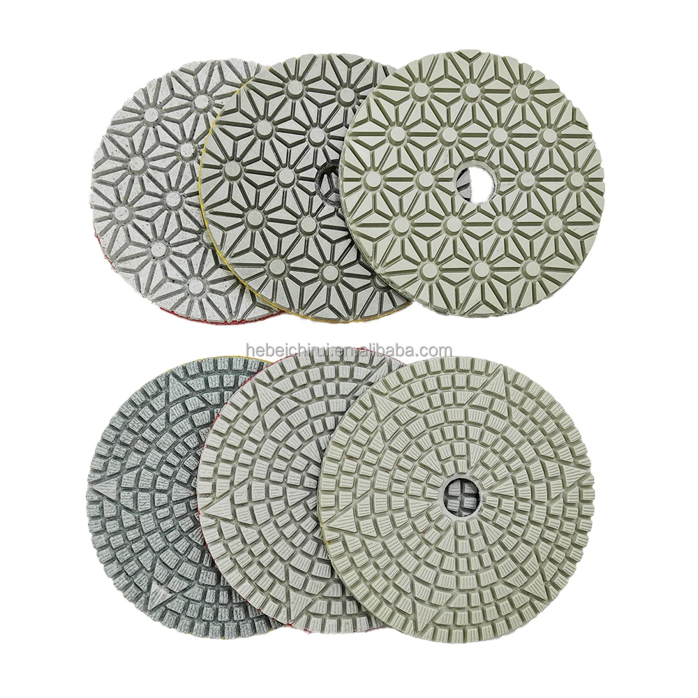 100mm Granite Stone Marble Terrazzo Tile Quartz Abrasive Tools 3Step Wet Dry Use Diamond Polishing Pad Set