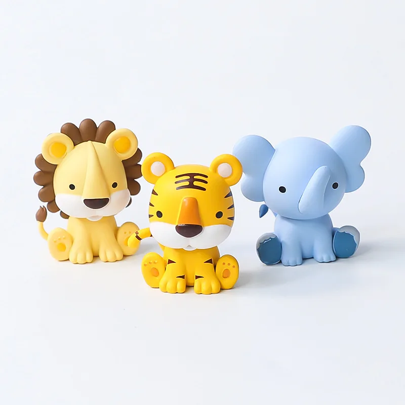 Wholesale Tiger Lion Elephant Cute Animal PVC Material Forest Cartoon Small Animal Refrigerator Sticker