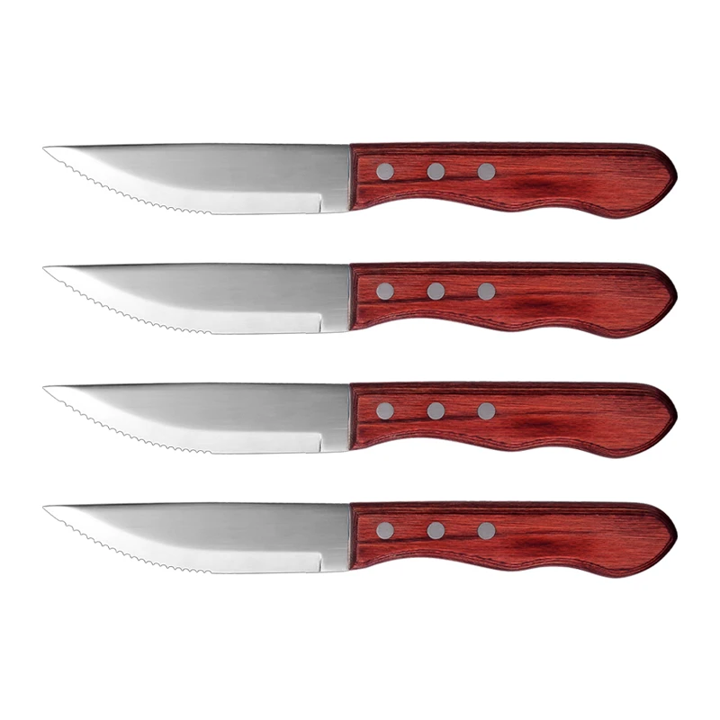 Hot Sales Sharp Serrated Blade Steak Knife Wooden Handle Buy Steak Knives 4PCS With Box Packing
