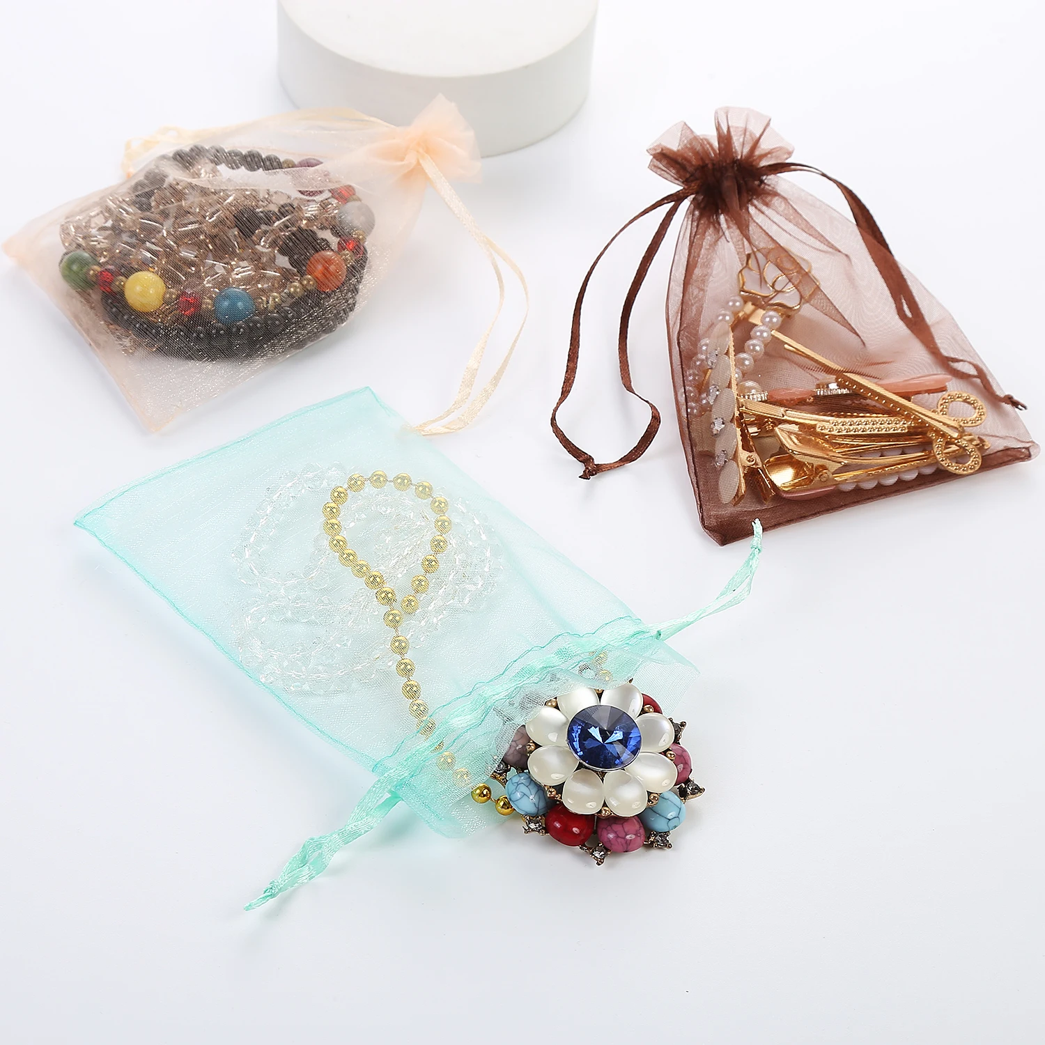 20*30Cm Jewelry Drawstring Bag Earrings Hand Catenary Gift Bags Fabric Drawstring Organza Gift Bag