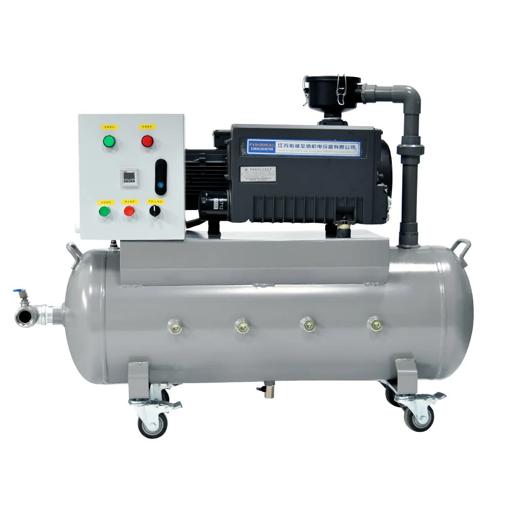 63m3/H -100KPa 380V 1500W Rotary Vane Vacuum Pump Set Air Compressor Pump Head With 100L Air Storage Tank