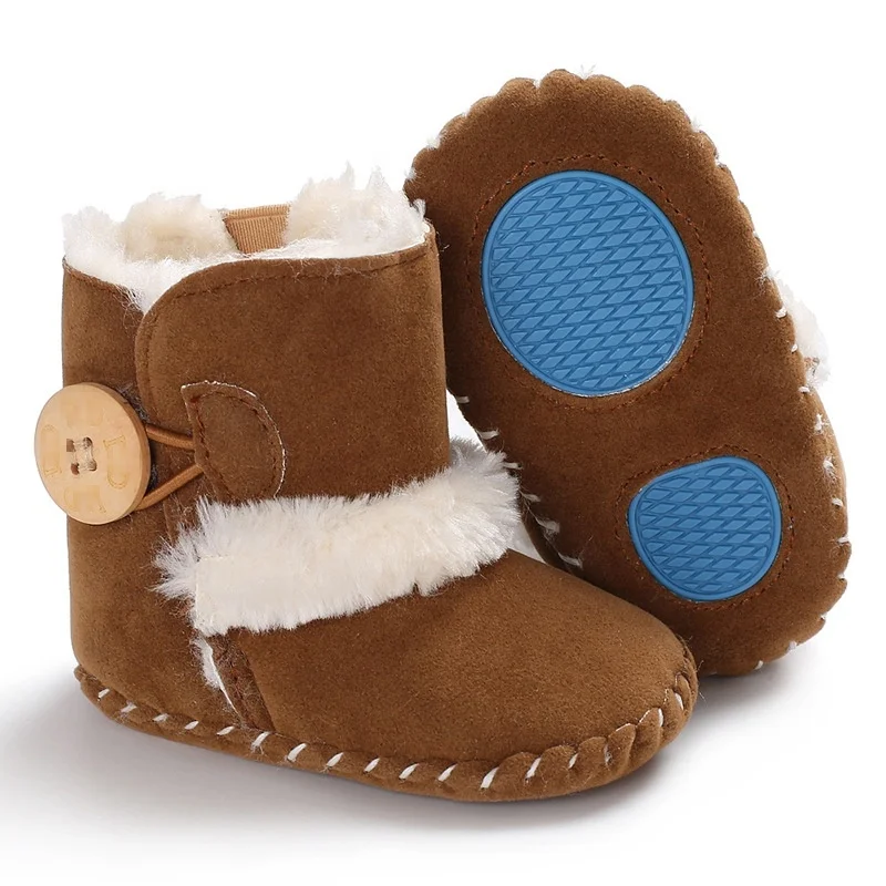  0-18M Newborn Infant Baby Girls Snow Boots Winter Warm Booties Shoes Solid Button Plush