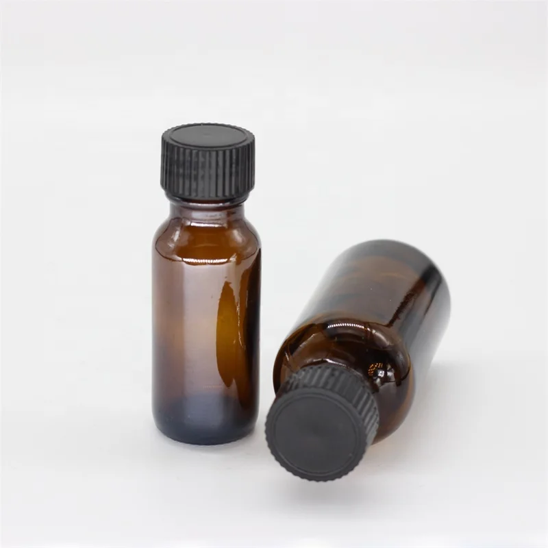 
1/2oz boston round glass bottle plastic cap with poly cone 18-400 