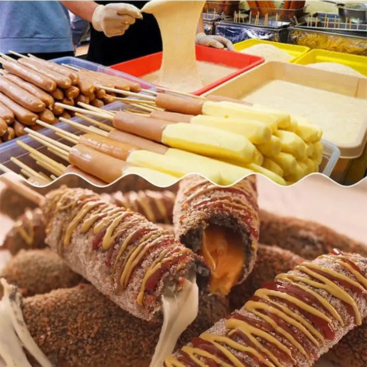 Corn Dog Fryer Machine Cheese Hot Dog Sticks Fryer Deep Machine Electric Korean Mozzarella Deep Corn Dog Fryer Gas