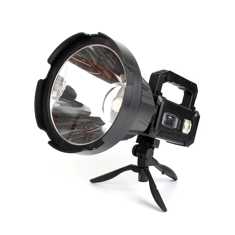 2024 Newest Type c Usb Rechargeable Powerful High Lumen  Solar Searchlight With Cob Light Red And Bluelight Flashlight