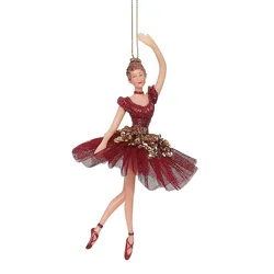 SOTE BR20 Custom Burgundy Mini Ballerina Figurine Decoration 17CM Ballet Girl Plastic Toys Christmas Hanging Ornaments