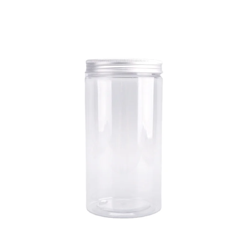 1L Wide Mouth Bottle Jar with Screw Lid Packaging Tubs Transparent Clear Plastic PET Free Samples Protein Powder Container Round