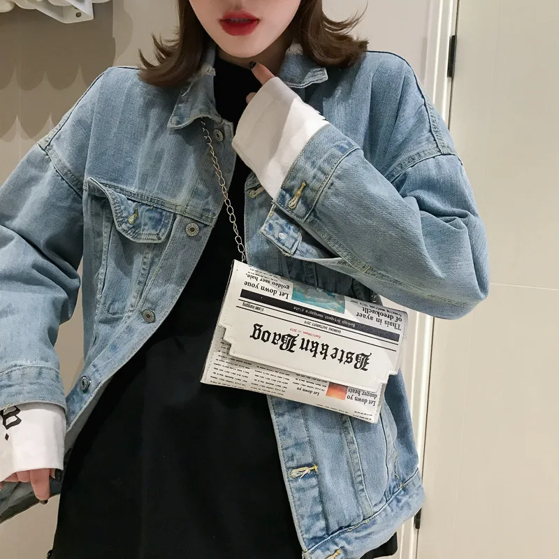Newspapers Modeling Day Clutch Bags Ladies Party Letter Envelope Casual Shoulder Bag Evening Bags