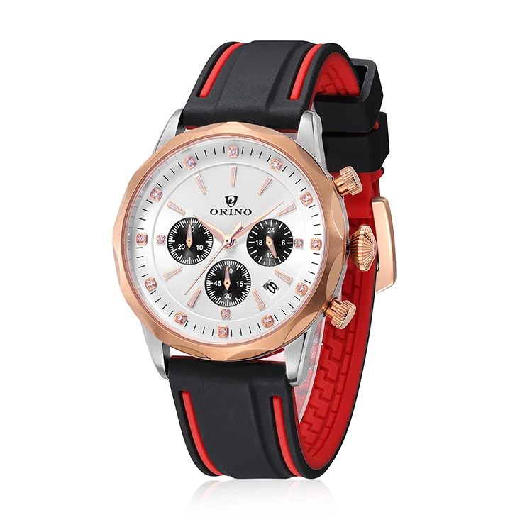 Custom Watch Manufacturer Sapphire Glass With Rubber Strap Sport Quartz Movement Chronograph Watch For Men