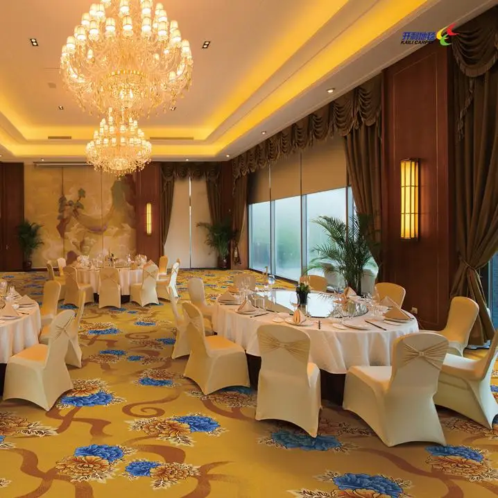 100% Polystyrene Customizable Colorful Jacquard Patterns Wall-to-Wall Carpets for Hotel Banquet Corridor