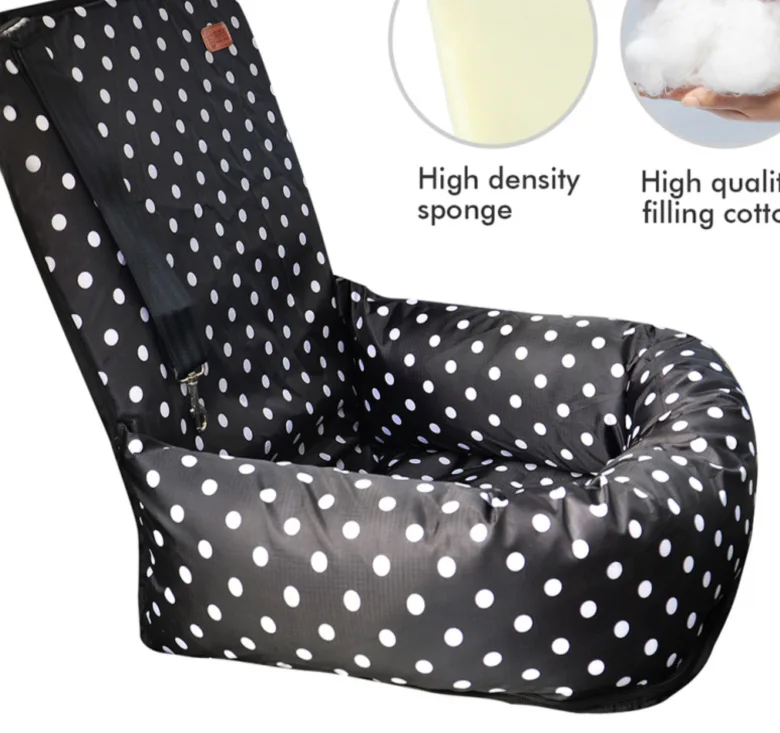 RTS Clip-On Safety Leash Dog Car Safety Seats Washable Warm Pet Booster Seat Travel Dog Car Bed with Storage Pocke